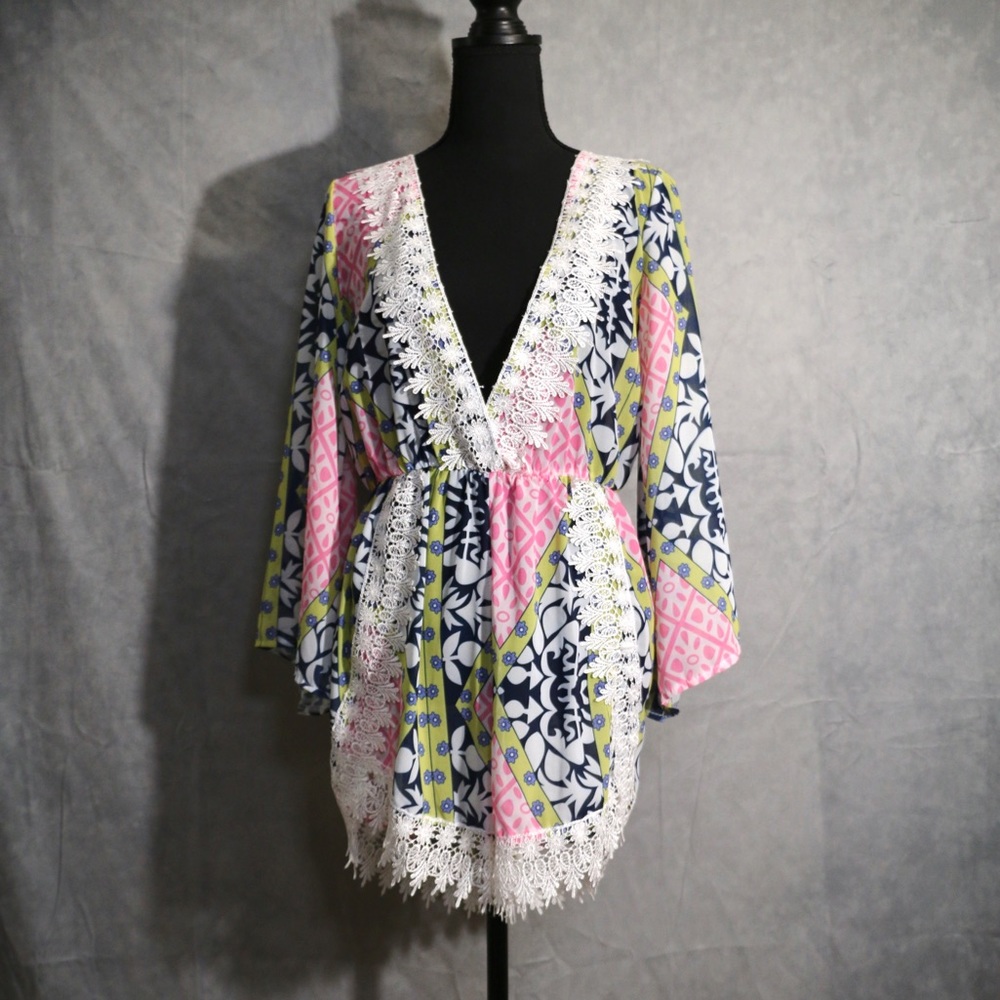 Boho Embroidered Short Romper M